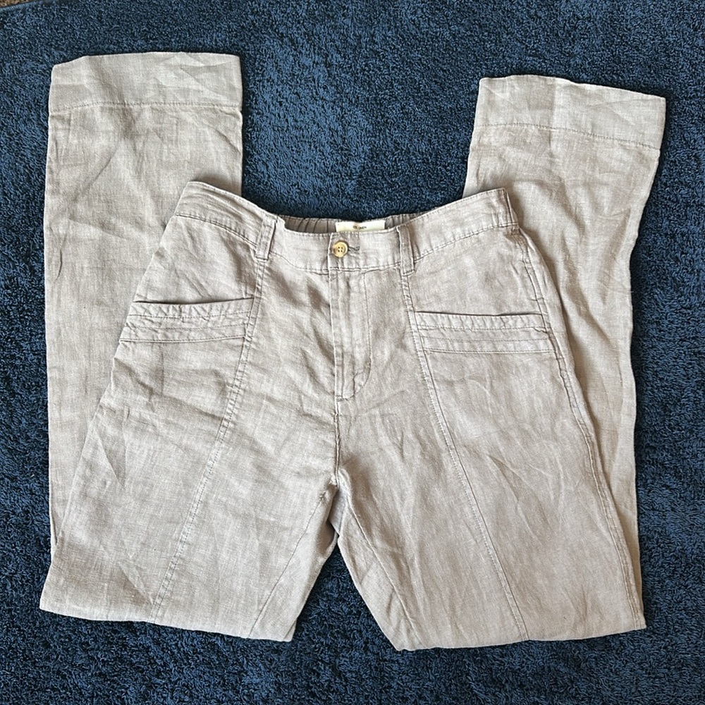 NWOT NICOLE MILLER 100% Linen Light Gray Pants Size Small